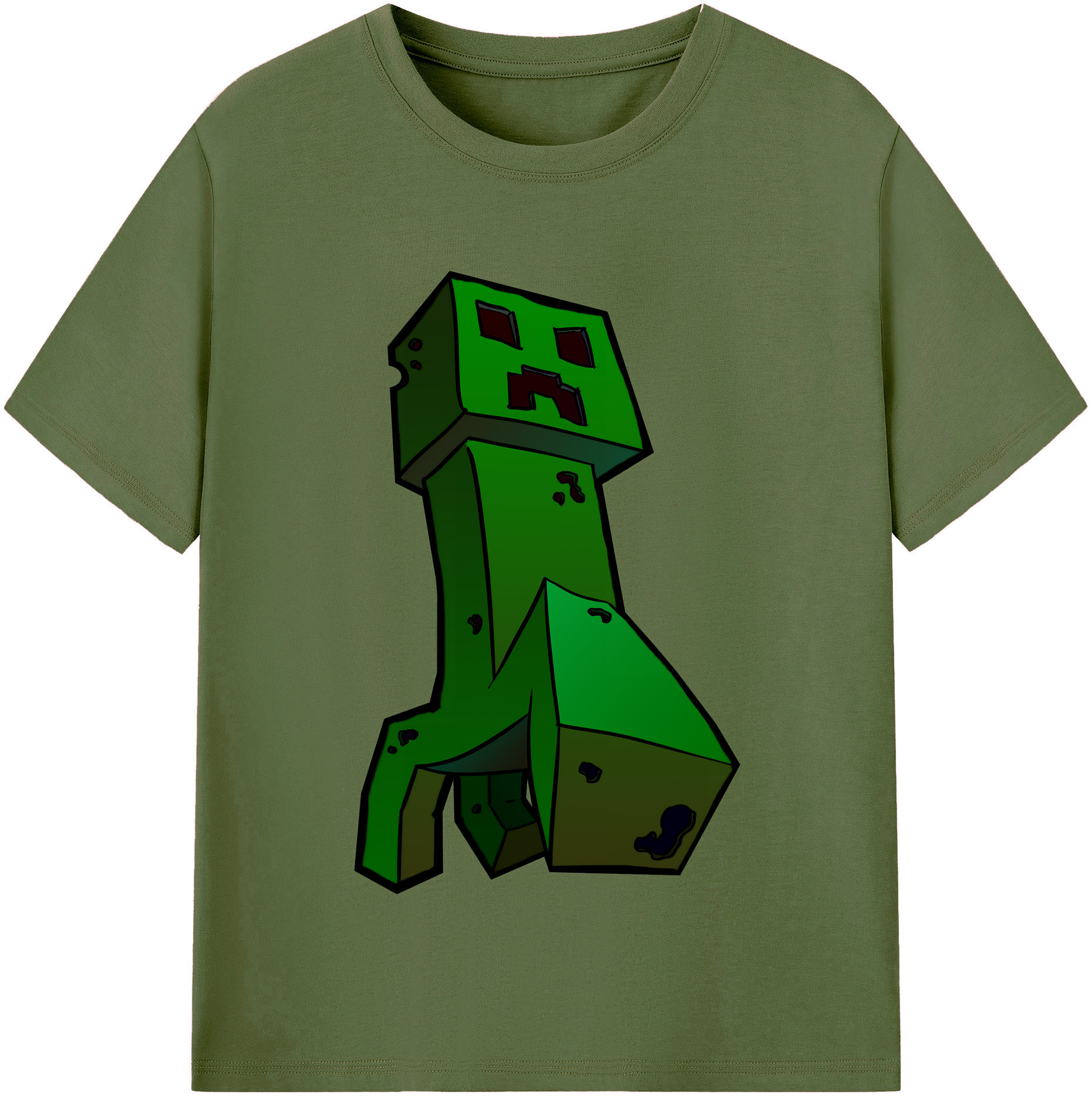 （画像用） マインクラフト ブロックの世界 Minecraft MC Block world 綿100％半袖Tシャツ（フロントプリント）